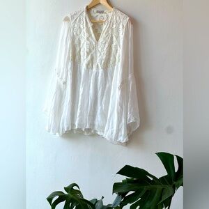 100% Silk Blouse Shirt Belle Sleeve Size Women's Medium Made in Italy Bellambra